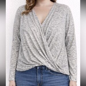 Michael Stars Heathered Gray Wrap Blouse